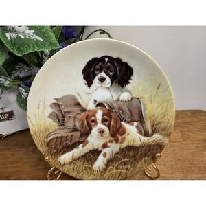 Vintage Knowles Brittany Puppies Pups n Boots Plate Box COA Lynn Kaatz‎ 1991